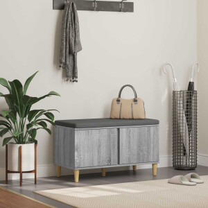 vidaXL Halbank met kussen met opslag Grijze Sonoma 80 x 38 x 46 cm