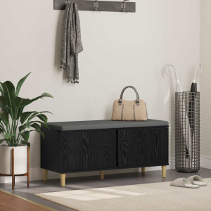 vidaXL Halbank met kussen met opslag Zwarte Eik 100 x 38 x 46 cm