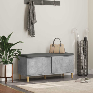 vidaXL Halbank met kussen met opslag Beton Grijs 100 x 38 x 46 cm