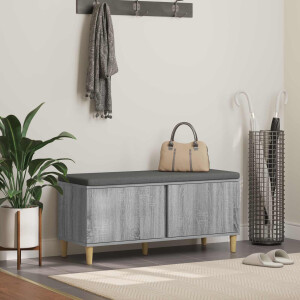 vidaXL Halbank met kussen met opslag Grijze Sonoma 100 x 38 x 46 cm