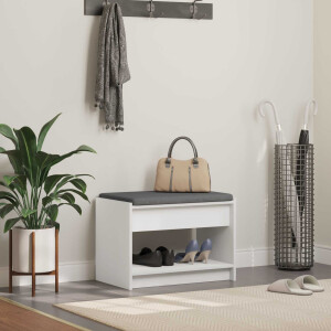 vidaXL Halbank Wit 63 x 38 x 45 cm Geïndustrialiseerd hout en stof