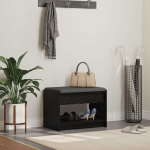 vidaXL Halbank met kussen met plank Zwarte Eik 63 x 38 x 45 cm