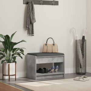 vidaXL Halbank met kussen met plank Beton Grijs 63 x 38 x 45 cm
