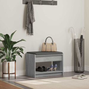 vidaXL Halbank met kussen met plank Grijze Sonoma 63 x 38 x 45 cm