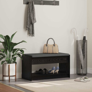 vidaXL Halbank met kussen met plank Zwarte Eik 83 x 38 x 45 cm