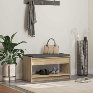 vidaXL Halbank met kussen met plank Sonoma Eiken 83 x 38 x 45 cm