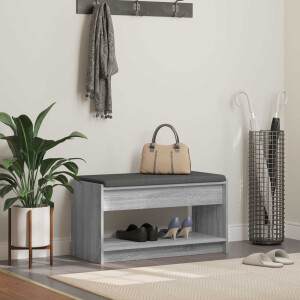 vidaXL Halbank met kussen met plank Grijze Sonoma 83 x 38 x 45 cm