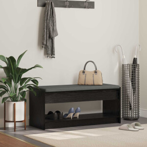 vidaXL Halbank met kussen met plank Zwarte Eik 103 x 38 x 45 cm