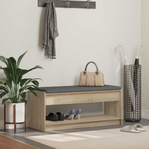 vidaXL Halbank met kussen met plank Sonoma Eiken 103 x 38 x 45 cm