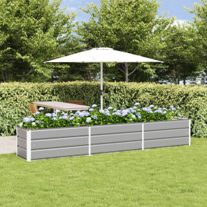 vidaXL Plantenbak Lichtgrijs 290 x 50 x 45 cm Gegalvaniseerd staal