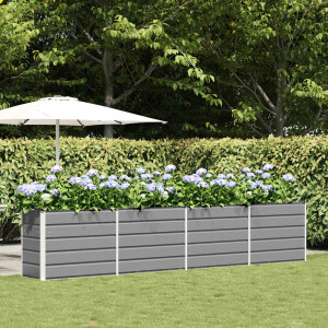 vidaXL Plantenbak Lichtgrijs 385 x 50 x 75 cm Gegalvaniseerd staal