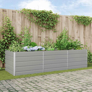 vidaXL Plantenbak Lichtgrijs 290 x 100 x 75 cm Gegalvaniseerd staal