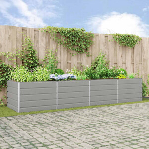 vidaXL Plantenbak Lichtgrijs 385 x 100 x 75 cm Gegalvaniseerd staal