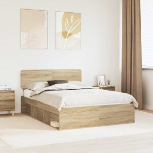 vidaXL Bedframe met hoofdeinde Sonoma 160 x 200 cm Massief grenenhout