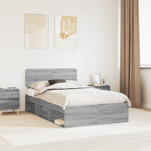 vidaXL Bedframe Grijs Sonoma 120 x 200 cm Massief grenenhout