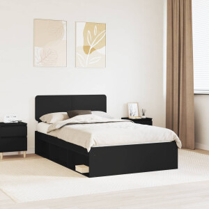 vidaXL Bedframe met hoofdeinde Zwart 120 x 190 cm Massief grenenhout