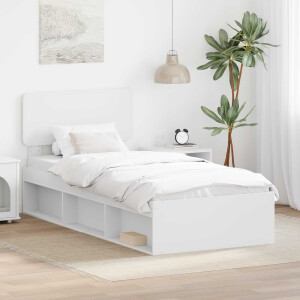 vidaXL Bedframe met hoofdeinde Wit 75 x 190 cm Massief grenenhout