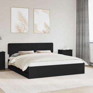 vidaXL Bedframe met lade Zwart 200 x 200 cm Geconstrueerd hout