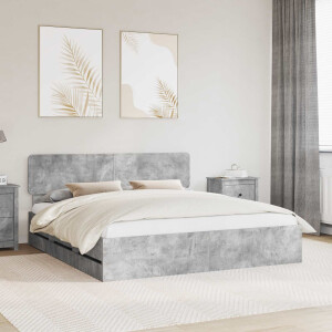 vidaXL Bedframe met lade Beton Grijs 200 x 200 cm Geconstrueerd hout