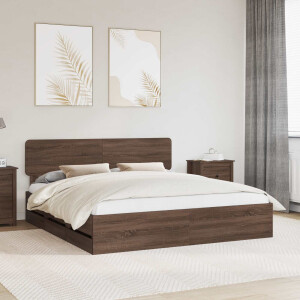 vidaXL Bedframe met lade Bruine eik 200 x 200 cm Geconstrueerd hout