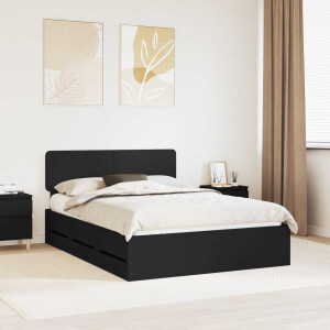 vidaXL Bedframe met lade Zwart 140 x 190 cm Geconstrueerd hout