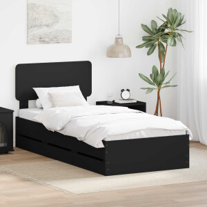 vidaXL Bedframe met lade Zwart 90 x 200 cm Geconstrueerd hout