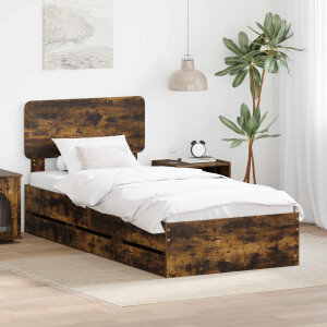 vidaXL Bedframe met lade Gerookte Eik 90 x 190 cm Geconstrueerd hout