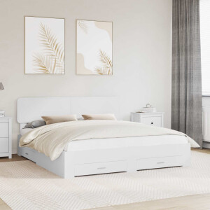 vidaXL Bedframe met hoofdeinde met lade Wit 180 x 200 cm Bewerkt hout