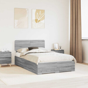 vidaXL Bedframe met hoofdeinde Grijs Sonoma 120 x 200 cm Bewerkt hout