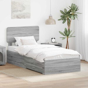 vidaXL Bedframe met hoofdeinde Grijs Sonoma 100 x 200 cm Bewerkt hout
