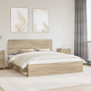 vidaXL Bedframe met hoofdeinde Sonoma 200 x 200 cm Massief grenenhout