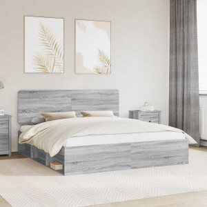 vidaXL Bedframe Grijs Sonoma 200 x 200 cm Massief grenenhout