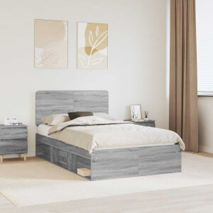 vidaXL Bedframe Grijs Sonoma 120 x 200 cm Massief grenenhout