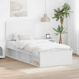 vidaXL Bedframe met hoofdeinde Wit 75 x 190 cm Massief grenenhout