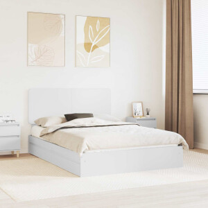 vidaXL Opslag bed met hoofdeinde Wit 150 x 200 cm Bewerkt hout