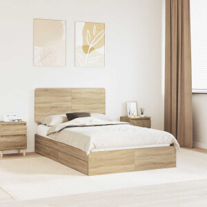 vidaXL Opslag bed met lade Sonoma Eiken 135 x 190 cm Bewerkt hout