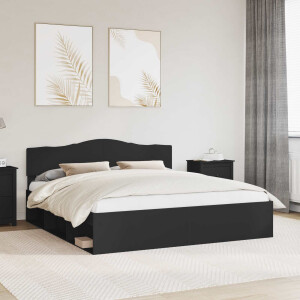 vidaXL Bedframe met hoofdeinde Zwart 200 x 200 cm Massief grenenhout