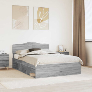 vidaXL Bedframe Grijs Sonoma 160 x 200 cm Massief grenenhout