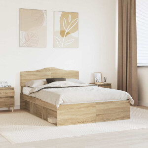 vidaXL Bedframe Sonoma Eiken 150 x 200 cm Massief grenenhout