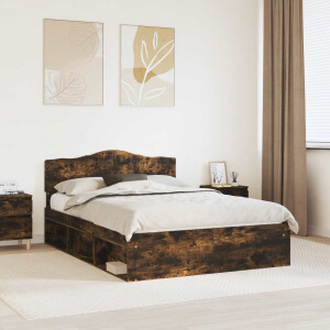 vidaXL Bedframe Gerookt eiken 150 x 200 cm Massief grenenhout