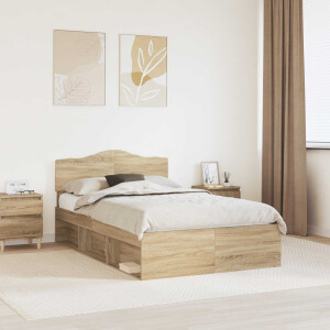 vidaXL Bedframe met hoofdeinde Sonoma 120 x 200 cm Massief grenenhout