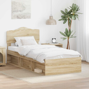 vidaXL Bedframe met hoofdeinde Sonoma 100 x 200 cm Massief grenenhout