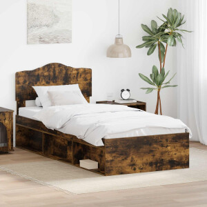 vidaXL Bedframe Gerookt eiken 90 x 200 cm Massief grenenhout