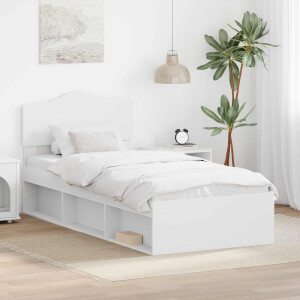vidaXL Bedframe met hoofdeinde Wit 90 x 190 cm Massief grenenhout