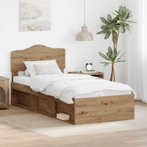 vidaXL Bedframe Ambachtelijk eiken 75 x 190 cm Massief grenenhout