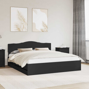 vidaXL Bedframe met lade met opslag Zwart 200 x 200 cm Ingenieurshout