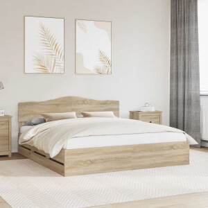 vidaXL Bedframe met lade Sonoma Eiken 200 x 200 cm Ingenieurshout