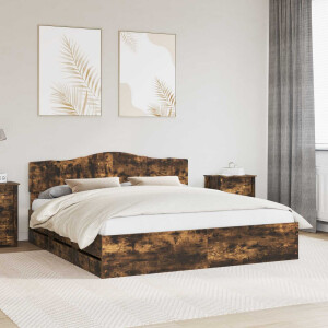 vidaXL Bedframe met lade Gerookt eiken 180 x 200 cm Ingenieurshout