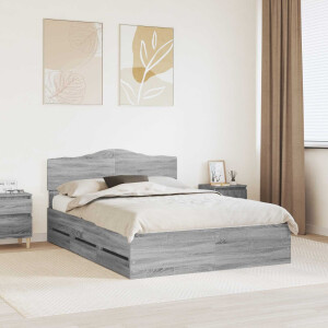 vidaXL Bedframe met lade Grijs Sonoma 160 x 200 cm Ingenieurshout