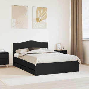 vidaXL Bedframe met lade met opslag Zwart 140 x 190 cm Ingenieurshout